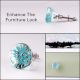 Clear and Turquoise Round Glass Cabinet Knobs